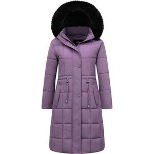 Women's Winter Coat Long Waterproof Parka - Warm Light Purple